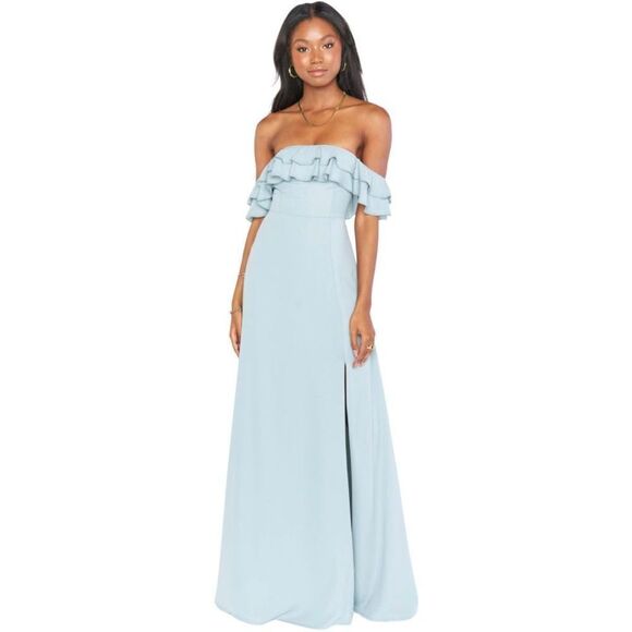 SHOW ME YOUR MUMU Women's Emma Ruffle Maxi Dress In Silver Sage Crisp Size XS NE - Picture 2 of 16